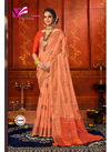 PEACH COLOUR DESIGNER ART SILK WOVEN PARTY WEAR SAREE 1906